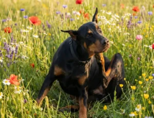 犬が体を掻いている